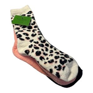 Kate Spade New York Cozy Home Socks 3-Pair Set Leopard & Solid NWT